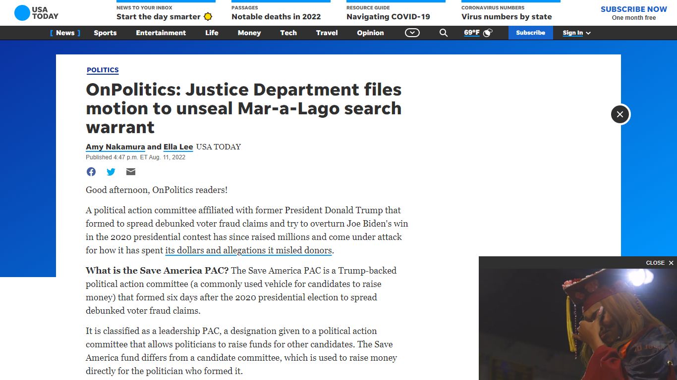 Justice Department files motion to unseal Mar-a-Lago search warrant